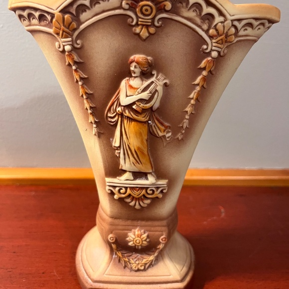 Antique Shafer & Vater Jasperware Porcelain Vase-Woman with Harp-made in Germany - Picture 10 of 10